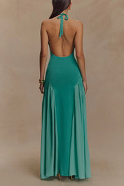 Halter Open Back Flowy Maxi Dress