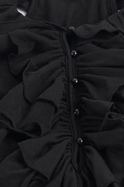 Hollow Ruffle Halter Bodycon Mini Dress