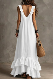 Ruffle Sleeveless Casual Long Boho Dress