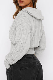 Cable Knit Hooded Cropped Cardigan