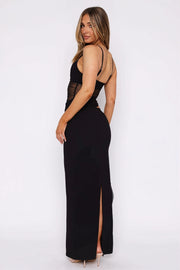 Mesh Patchwork Backless Slim Bodycon Maxi Dress