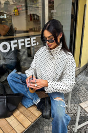 Polka-Dot Drawstring-Hem Bomber Jacket