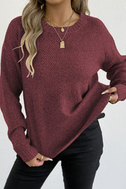 Textured Crew Neck Longline Sweater