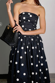 Polka Dot Bandeau Bodycon Maxi Dress