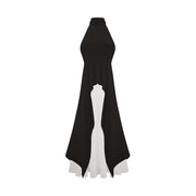 Inés halterneck layered long dress
