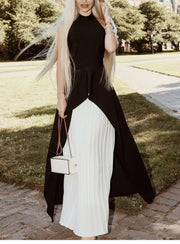 Two Piece Pleated Skirt And Top Set