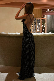 Polka Dot Open Back Maxi Dress