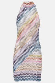 Pastel Chevron Halter Bodycon Mini Dress