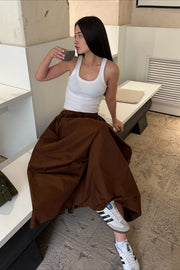 Elastic-Waist Full Maxi Skirt
