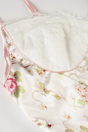Satin Lace Floral Printed Cami Maxi Dress