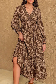 Boho Floral Long Sleeve Maxi Dress