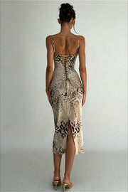 Animal Printe Slit Sexy Maxi Dress