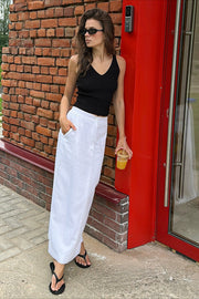 Cotton Straight White Maxi Skirt