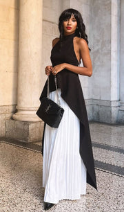 Two Piece Pleated Skirt And Top Set