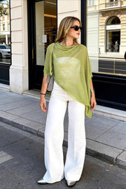 Draped Asymmetric Poncho Sweater