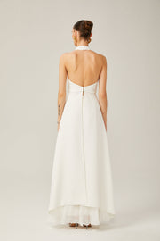 Inés halterneck layered long dress