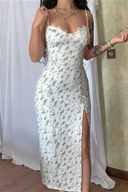 Elegant Floral Lace Slit Maxi Dress
