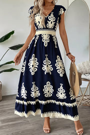 Boho Contrast Embroidered Maxi Dress
