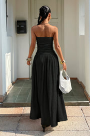 Strapless Ruched A-Line Maxi Dress