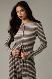 Stripe Button Cord Easy Two Piece Set