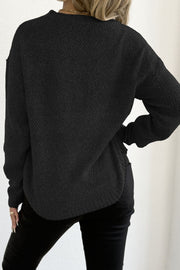 Textured Crew Neck Longline Sweater