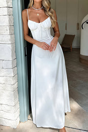 Elegant Solid Tie Bodycon Maxi Dress