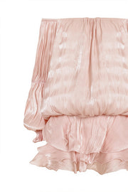Off Shoulder Ruffle Shiny Fabric Mini Dress