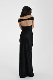 Satin Off Shoulder Bodycon Mermaid Maxi Dress