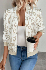 Metallic Mixed-Print Zip Bomber Jacket