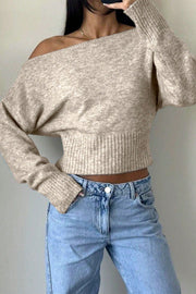 Off Shoulder Cropped Sweater
