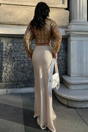 Satin Fishtail Casual Maxi Skirt