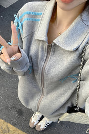 Bow Splice Sweatshirt Zip-Up Jacket