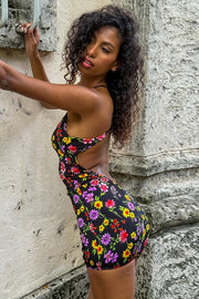 Casual Floral Print Bodycon Mini Dress
