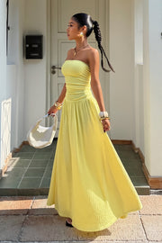 Strapless Ruched A-Line Maxi Dress