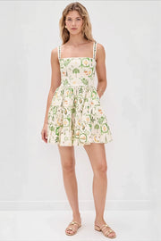 Cami Plant Print Mini Boho Dress