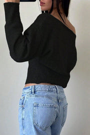 Off Shoulder Cropped Sweater