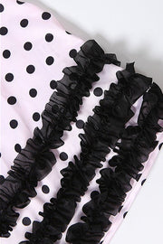Polka Dot Color Block Tube Mini Dress