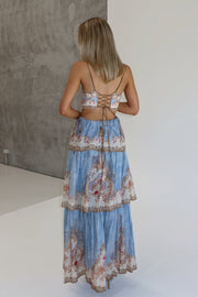 Embroidered Tiered Backless Maxi Dress