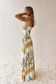 Boho Floral Bandeau Vacation Maxi Dress