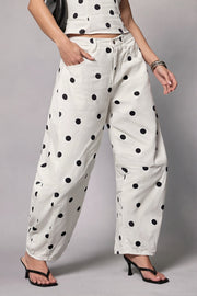 Chic Polka Dot Barrel Jeans
