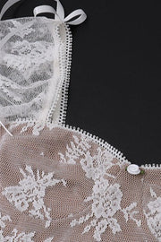 Lace Puff Sleeve Ruffle Mini Dress