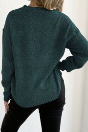 Textured Crew Neck Longline Sweater