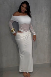 Sheer Mesh Long Sleeve Maxi Dress
