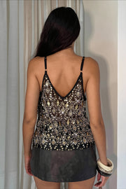 Sequin Lace V Neck Cami Top