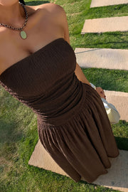 Strapless Ruched A-Line Maxi Dress
