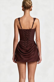 Corset Solid Ruched Mini Dress
