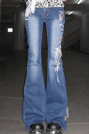 Y2K Retro Embroidery Flare Jeans