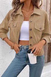 Corduroy Button-Front Shirt Jacket