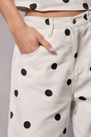 Chic Polka Dot Barrel Jeans