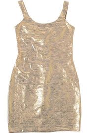 Shiny Low U Neck Slim Elegant Mini Dress